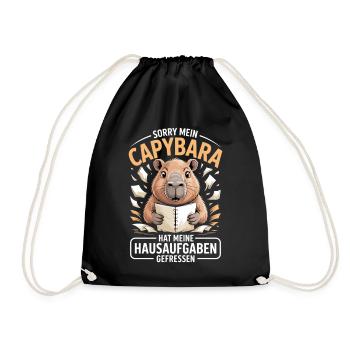 Capybara Hausaufgaben - Turnbeutel - Schwarz - Vorne