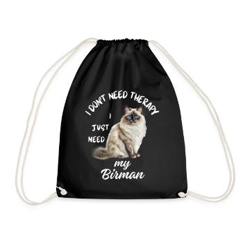Birman Cat Therapy - Drawstring Bag - black - Front