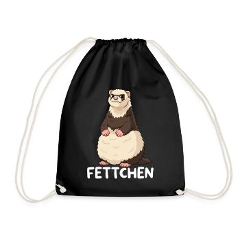 Fettchen Frettchen Lustiges Tiermotiv Comic Humor - Turnbeutel - Schwarz - Vorne
