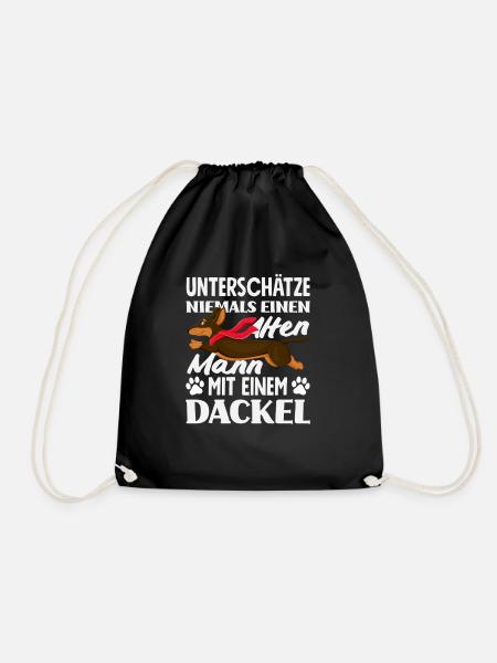 Alter Mann Mit Einem Dackel - Turnbeutel - Schwarz