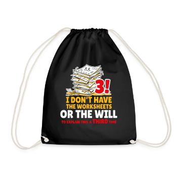 Third Time Procrastination Tee - Drawstring Bag - black - Front