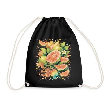 Tropical Guava Exotic Fruit Splash Art - Drawstring Bag - black - Front