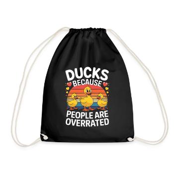 Ducks Because People Are Overrated Funny Ducks - Drawstring Bag - black - Front