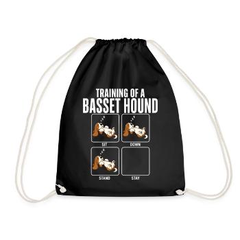 Basset Hound Dog Breed Training Humor - Drawstring Bag - black - Front