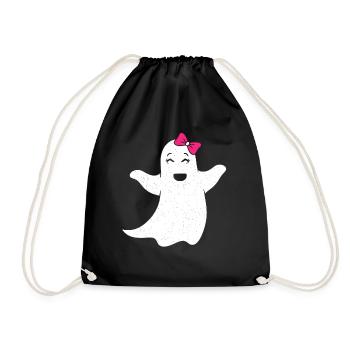 Fille fantôme avec un nœud rose - Sac de sport léger - noir - Devant