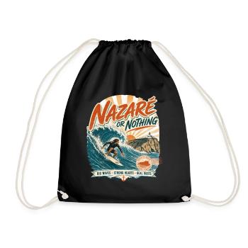 Nazaré Surfen - Turnbeutel - Schwarz - Vorne