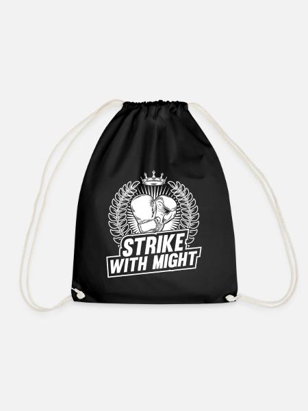 Strike With Might Boxing Gloves - Drawstring Bag - black