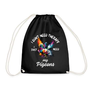 Pigeon Therapy Art - Drawstring Bag - black - Front