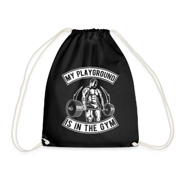 Powerlifting Bodybuilder Playground In The Gym - Drawstring Bag - black - Front