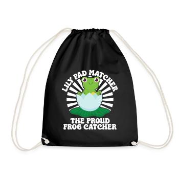 Frog Catcher Lily Pad Matcher Proud Catcher Frog - Drawstring Bag - black - Front