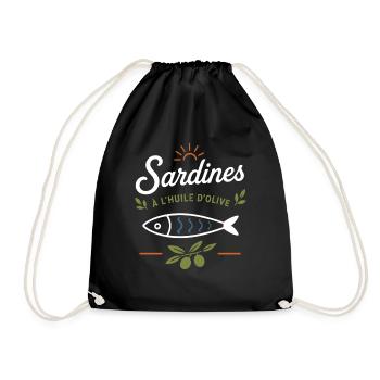 Sardines et Olive Vintage - Sac de sport léger - noir - Devant