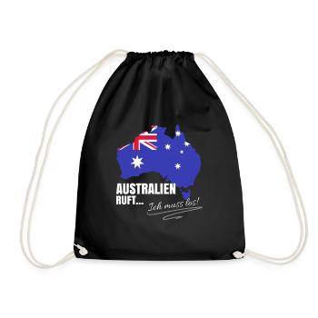 Australien Auswandern - Turnbeutel - Schwarz - Vorne