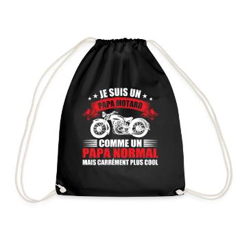 Papa Motard, Tee Shirt Humour Moto Homme Cadeau - Sac de sport léger - noir - Devant