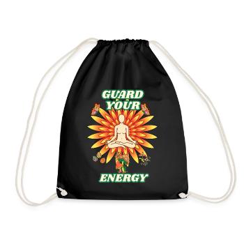 Guard Your Energy Meditation Sunflower - Drawstring Bag - black - Front