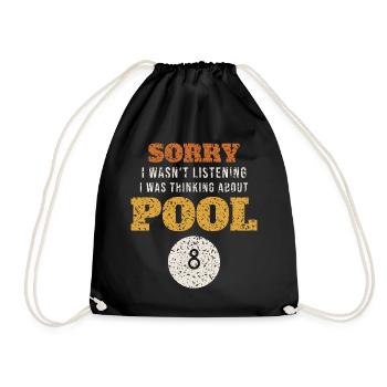 Thinking About Pool Funny - Drawstring Bag - black - Front