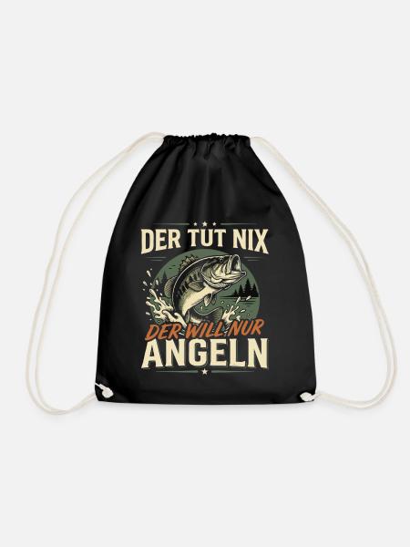 Der TUT nix der Will nur Angeln Fischer Spruch - Turnbeutel - Schwarz