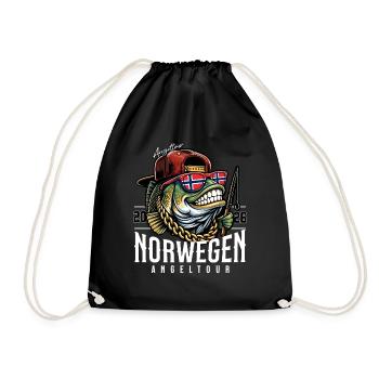 Norwegen Angeltour 2026 - Turnbeutel - Schwarz - Vorne