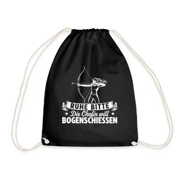 Bogensport Die Chefin will Bogenschießen - Turnbeutel - Schwarz - Vorne