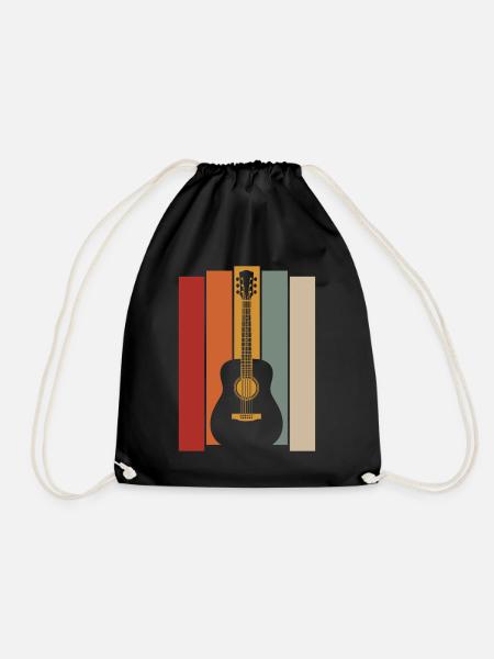 Retro Gitarre Grafik - Musiker Gitarrist - Turnbeutel - Schwarz