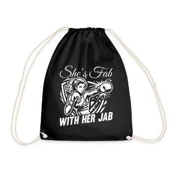 Fab With Her Jab Boxing Gloves - Drawstring Bag - black - Front