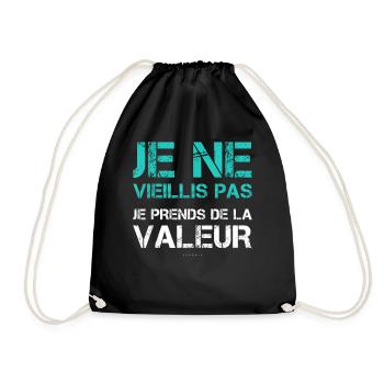 Je ne vieillis pas, je prends de la valeur - Sac de sport léger - noir - Devant