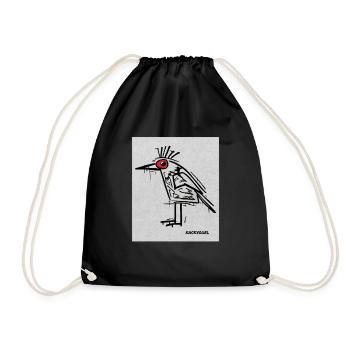 Kackvogel – Lustiger Vogel mit schwarzem Humor - Turnbeutel - Schwarz - Vorne