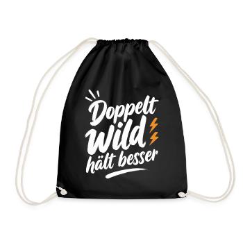 Doppelt Wild hält besser – Spruch für Paare - Turnbeutel - Schwarz - Vorne
