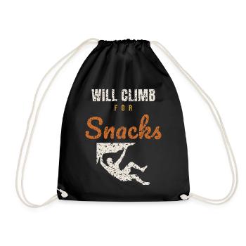Will Climb For Snacks - Drawstring Bag - black - Front