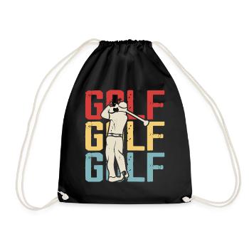 Retro Golf – tee off with passion - Drawstring Bag - black - Front