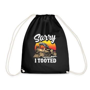 Sorry I Tooted Funny Train Locomotive Joke - Drawstring Bag - black - Front