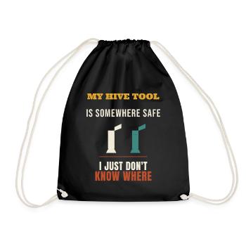Beekeeper My Hive Tool Is Somewhere Safe Funny Bee - Drawstring Bag - black - Front