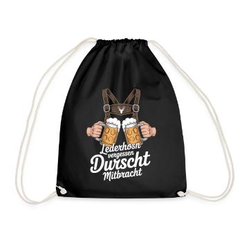 Lederhosn vergessen – Durscht Mitbracht - Turnbeutel - Schwarz - Vorne