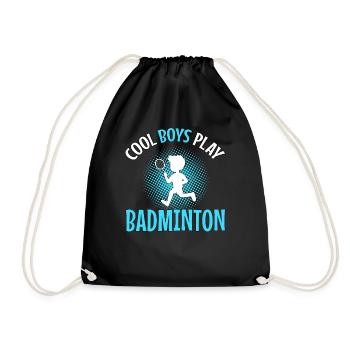 Badminton Players Cool Boys Play Badminton Boys - Drawstring Bag - black - Front