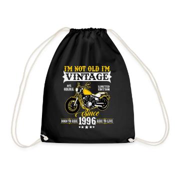 1996 Vintage Vintage Motorcycle Birthday Gift - Drawstring Bag - black - Front