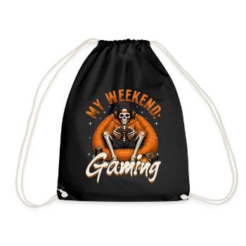 Skeleton Gamer Gaming Halloween - Drawstring Bag - black - Front