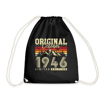 Original October 1946 – 80th Birthday Vintage - Drawstring Bag - black - Front
