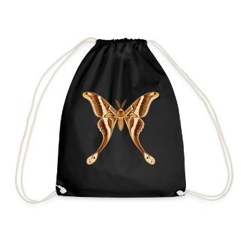 Hercules Moth Coscinocera hercules Cartoon Style - Drawstring Bag - black - Front