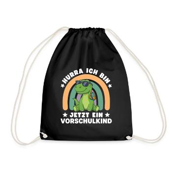 Vorschulkind Dinosaurier Schulstart Einschulung - Turnbeutel - Schwarz - Vorne