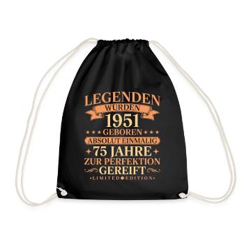 1951 Jahrgang geboren Legenden 75. Geburtstag - Turnbeutel - Schwarz - Vorne