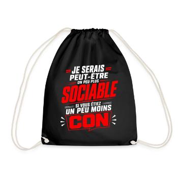 Humour Asocial Homme – Cadeau Drôle et Sarcastique - Sac de sport léger - noir - Devant