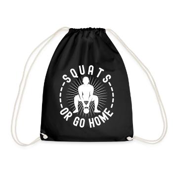 Gym Junkies Squats Or Go Home Calisthenics Fitness - Drawstring Bag - black - Front
