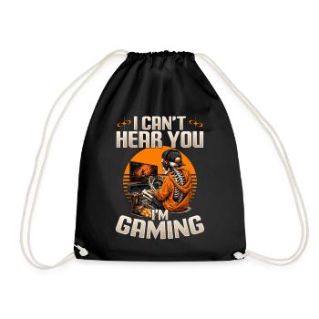 Skeleton Gamer Gaming Halloween - Drawstring Bag - black - Front