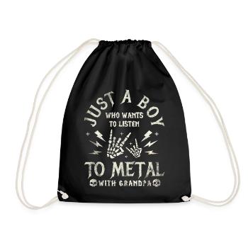Metall-Baby Boy mit Opa Rock Baby - Turnbeutel - Schwarz - Vorne