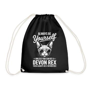 Devon Rex Spruch Katze Lustiges Devon Rex Geschenk - Turnbeutel - Schwarz - Vorne