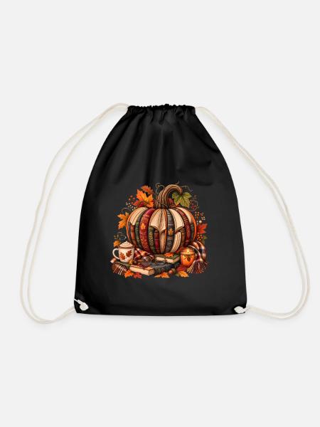 Bücher Kürbis | Herbst Lesen Cozy Book Lover - Turnbeutel - Schwarz