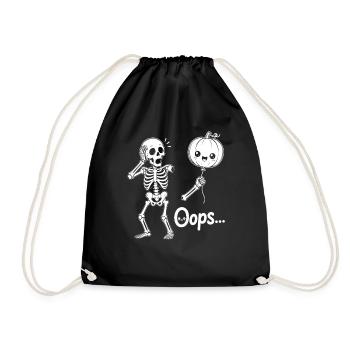 Skeleton Holding Balloon pumpkin Halloween - Turnbeutel - Schwarz - Vorne