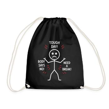 Tough Day Burnout-Strichfigur - Turnbeutel - Schwarz - Vorne