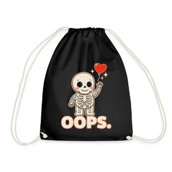 Skelettherzballon OOPS - Turnbeutel - Schwarz - Vorne