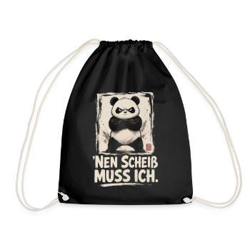 Panda Spruch Nen Scheiß Muss Ich - Turnbeutel - Schwarz - Vorne