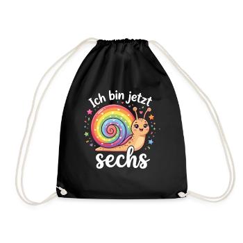 Ich Bin jetzt sechs - Turnbeutel - Schwarz - Vorne